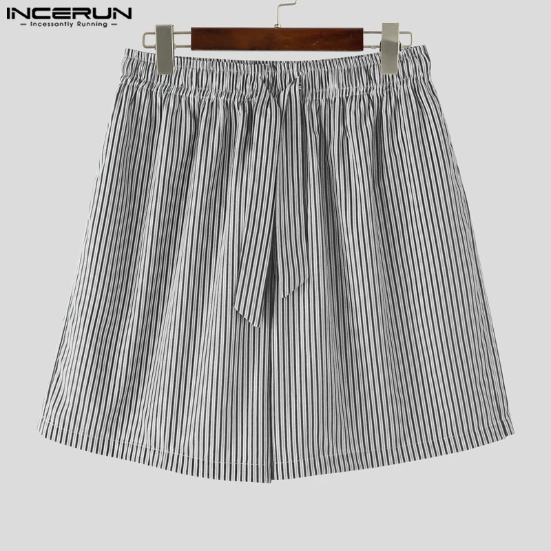 

INCERUN мужские полосатые шорты для бега на шнурке модные повседневные мужские штаны уличная одежда летние каникулы мужские шорты для отдыха S-5XL