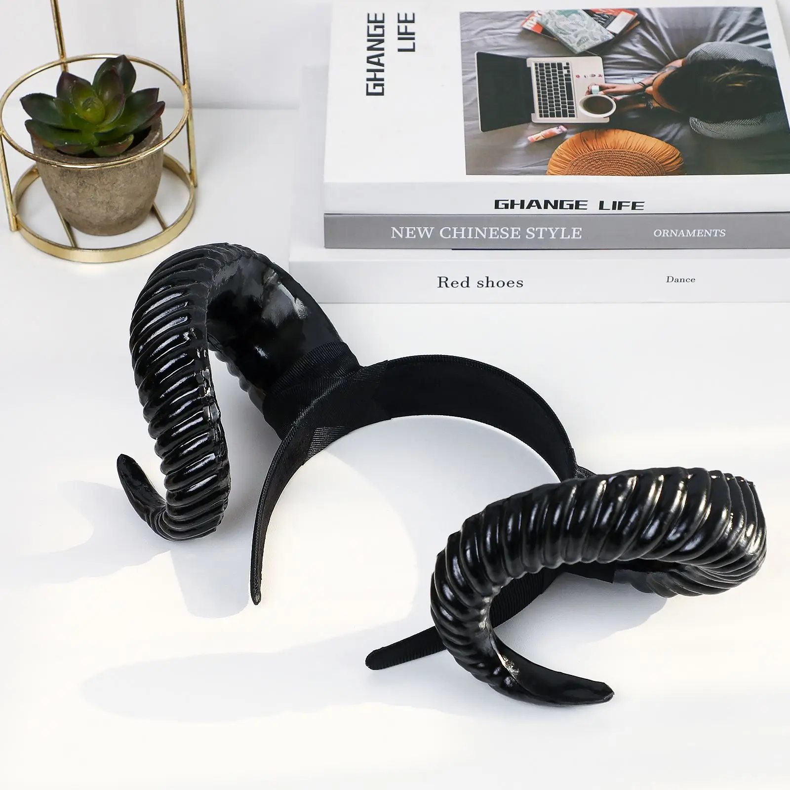 Fantasia festa de halloween cosplay headpiece laços de cabelo para mulheres demônio cabra chifres cosplay bandana headbands