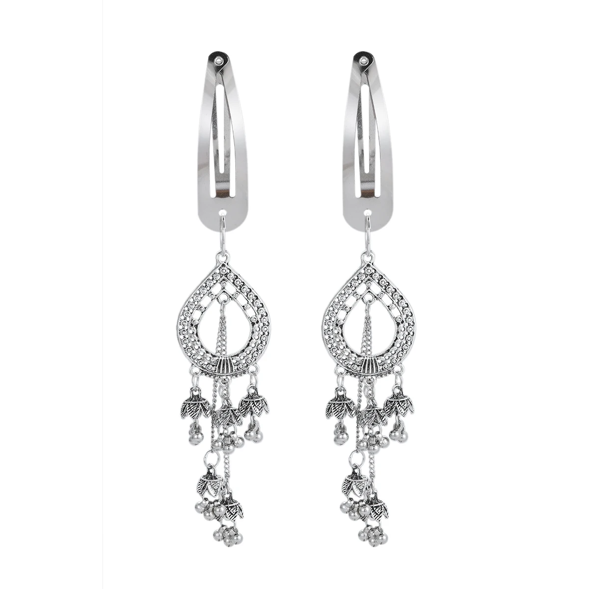 Fashion Silver Color Long Bell Tassel BB Hair Clips Girls Ethnic Water Drop Hairpins Barrettes Headwear Women's Hair Accessories