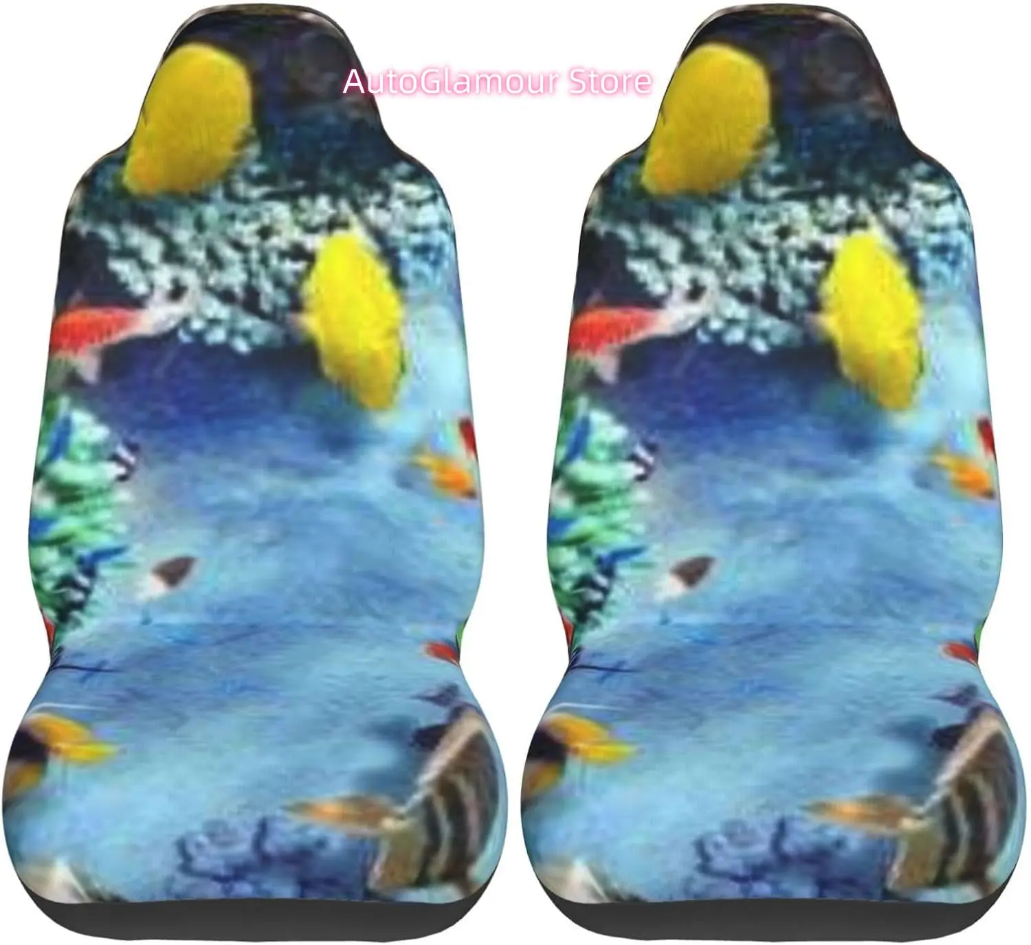 Wonderful and Beautiful Underwater World with Corals Universal Car Seat Covers 2-Piece Set - Stretch-to-Fit Front Seat Protector
