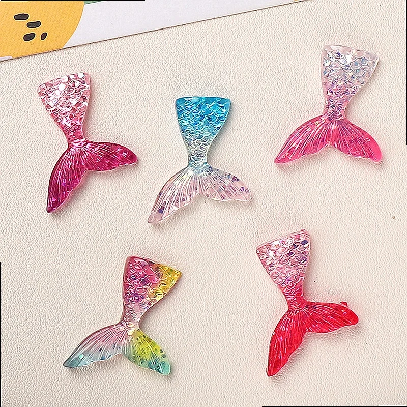 100pcs Kawaii Resin Miniature Fishtail Flatback Cabochon DIY Phone Case Hairpin Keychain Earrings Scrapbook Decor