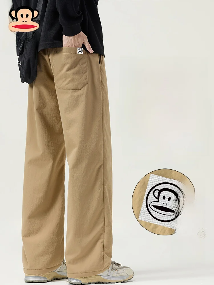 

Зимние утепленные брюки PaulFrank из овечьего бархата, мужские свободные прямые брюки, удобные, теплые, дышащие, молодежные