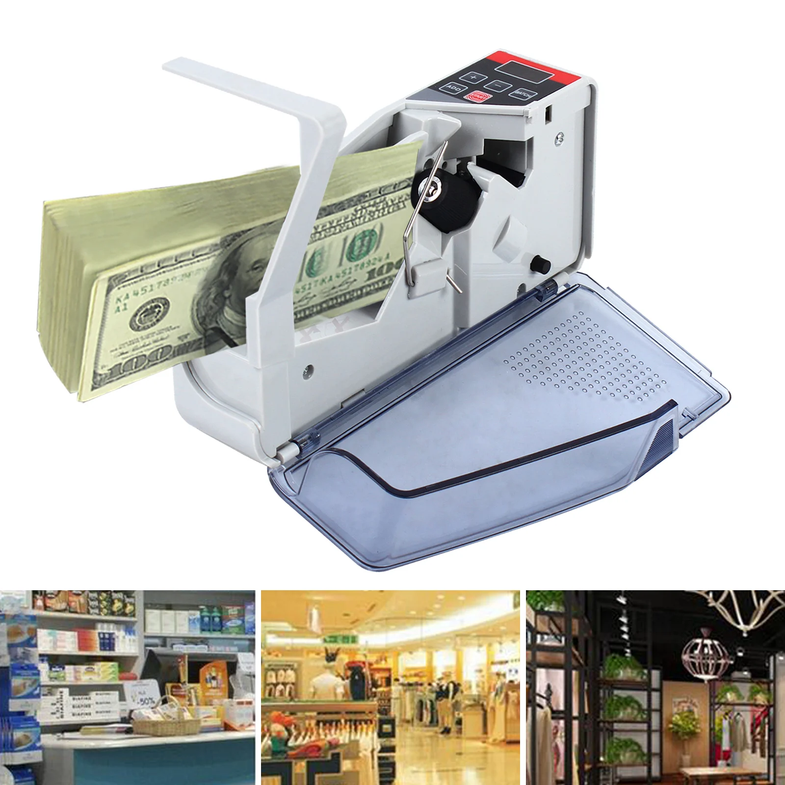 Portable Mini Banknote Counter Money Counting Machine for Banks, Stores 600 Sheets/Minute