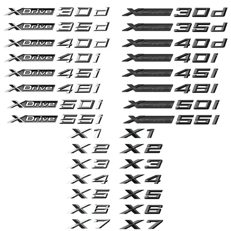 New XDrive 23i 20i 25i 28i 30i 35i 40i 50i 20d 30d 35d 40d 50d Car Rear Trunk Fender Emblem Badge Sticker For BMW X3 X4 X5 X6 X7