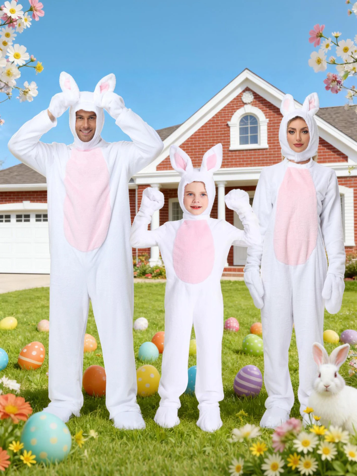 

Adorable Rabbit Costume Fly Matching loween Par Outfit Soft Cute Bunny Design Easter Cool Dr up Polyester Fiber