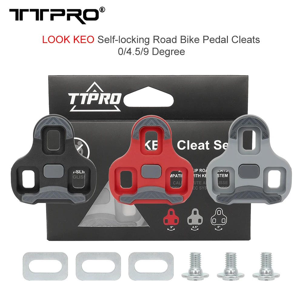 TTPRO Road Bike Pedals for KEO Cleats Float 0/4.5/9 Degrees Cycling Pedal Cleats for LOOK Keo Anti-Slip Bicycle Shoes Cleats