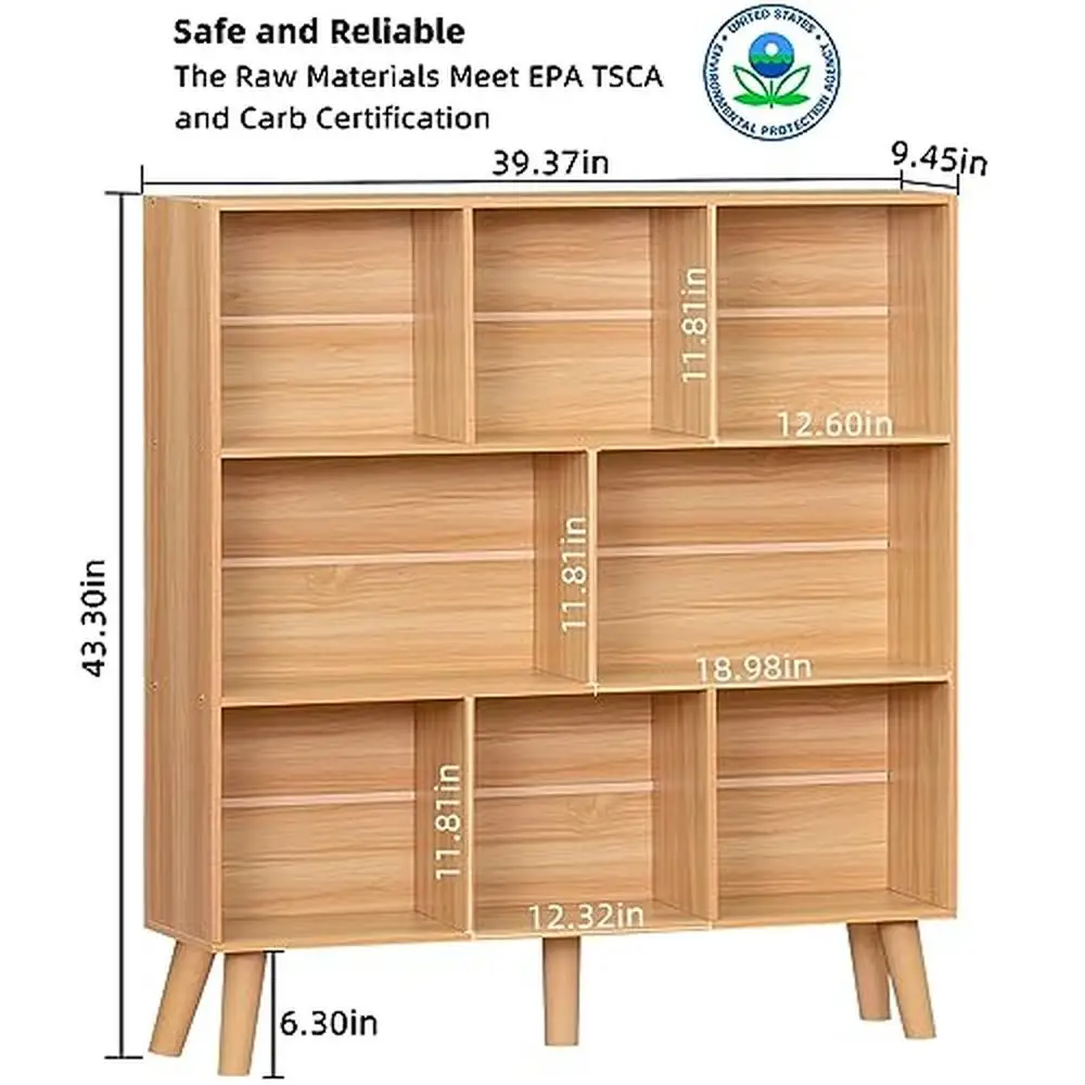 Organizador De Estante De Madeira Natural, Boho Armário, Durável e Resistente, Armazenamento Em Camadas, Escritório, Quarto, Sala de estar, 8-Cube