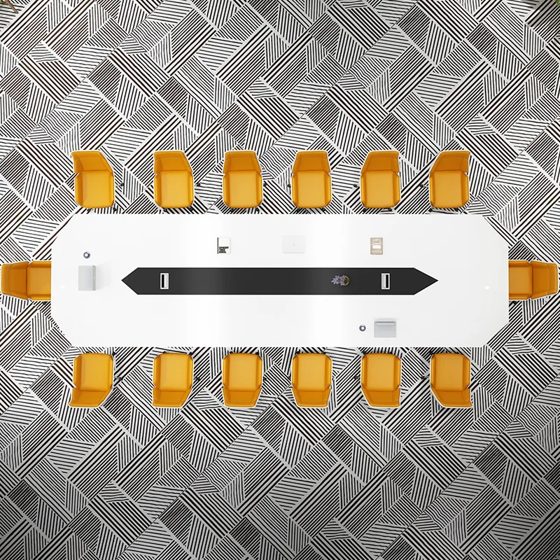 White paint conference table conference room training strip table negotiation