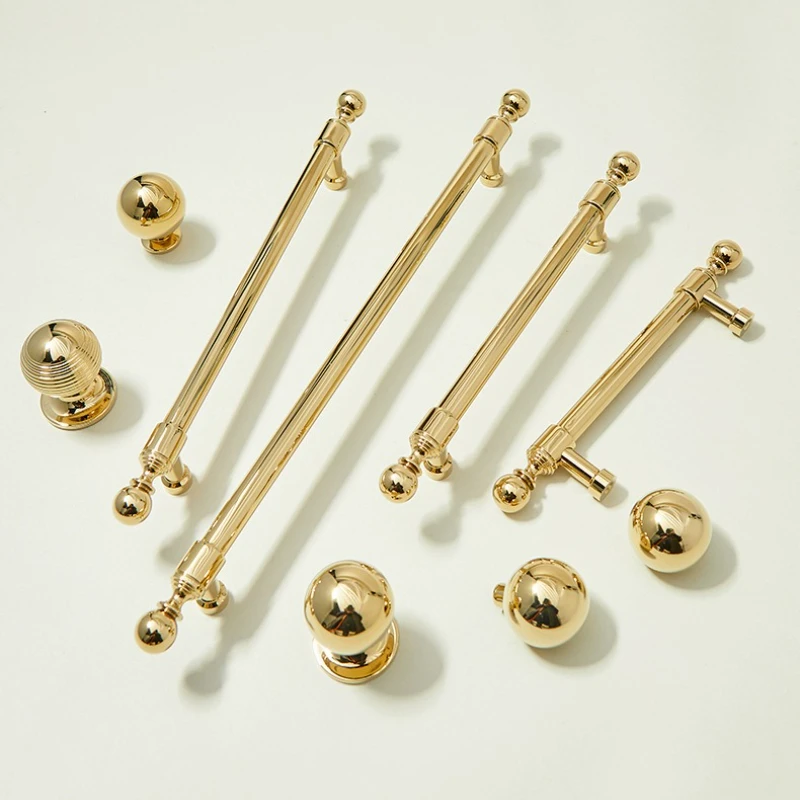 Luxuriöse Küchenschrankgriffe im französischen Stil aus massivem Messing, goldfarben, für Kleiderschränke, Schlafzimmer, Schubladen, modische Möbelgriffe, Möbelbeschläge – Detail 3