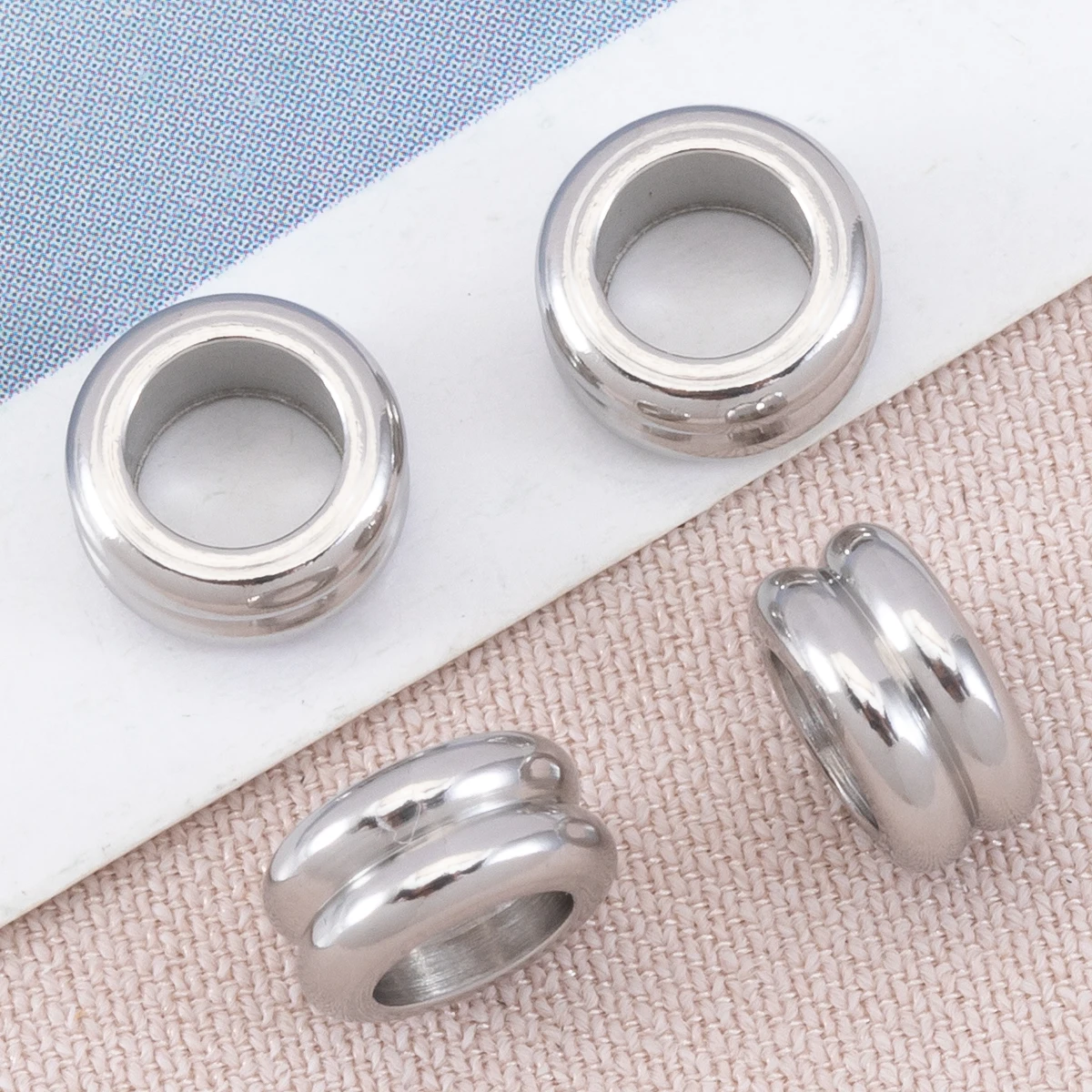10pcs Stainless Steel Beads 6mm Big Hole Flat Wheel Spacers for DIY Jewelry Making Bracelet Necklace Loose Beads Findings