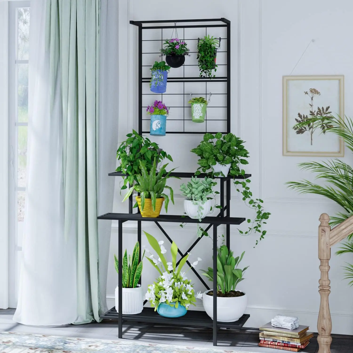 Plant Pot Shelf Rack Heavy Duty Plant holder Trellis,Multi Layer Plant Stand for Home, Garden, Balcony