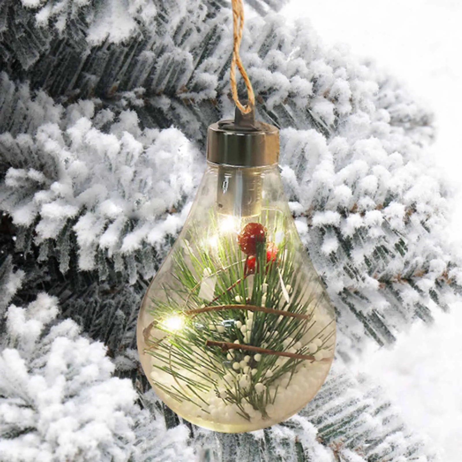 Christmas Tree Decor Bulbs Shape Glowing Pendant Coin Cell Battery Operated Pendant Ideal Gift for Toddler Kids