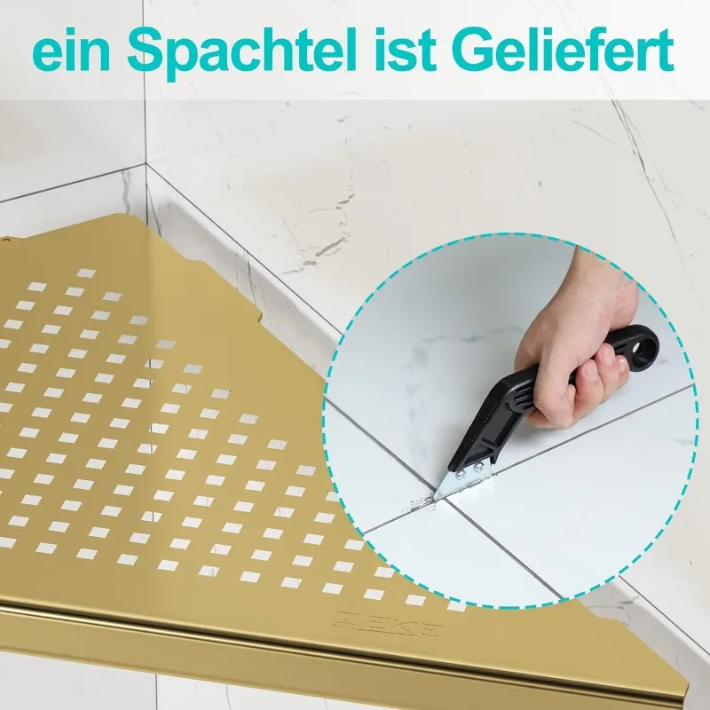 Угловая полка для ванной комнаты из 2 шт., утопленная угловая полка для душа 12 дюймов, без сверления, матовое золото