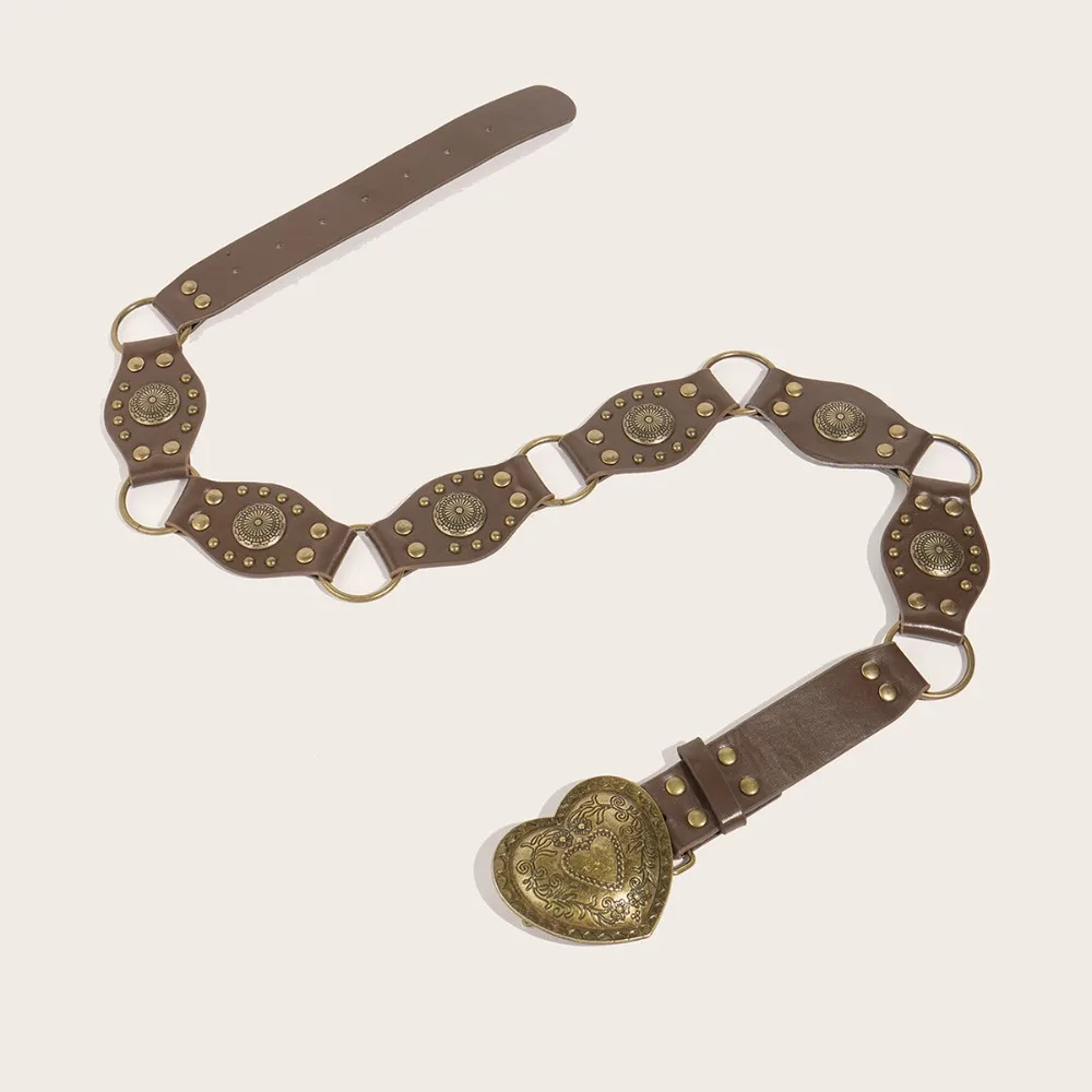 Retro grommet couro do plutônio cinto gótico steampunk cintura larga cinch cinto vintage rebite y2k cintura jeans feminino