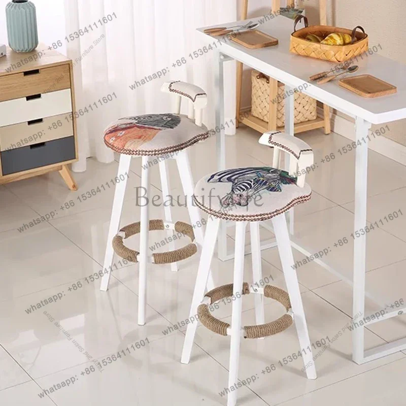 Factory Direct Sales Wooden Luxury Bar Chairs Nordic High Stool Modern Reception Bar Chairs Relax Minimalist Design Bar Furnitur