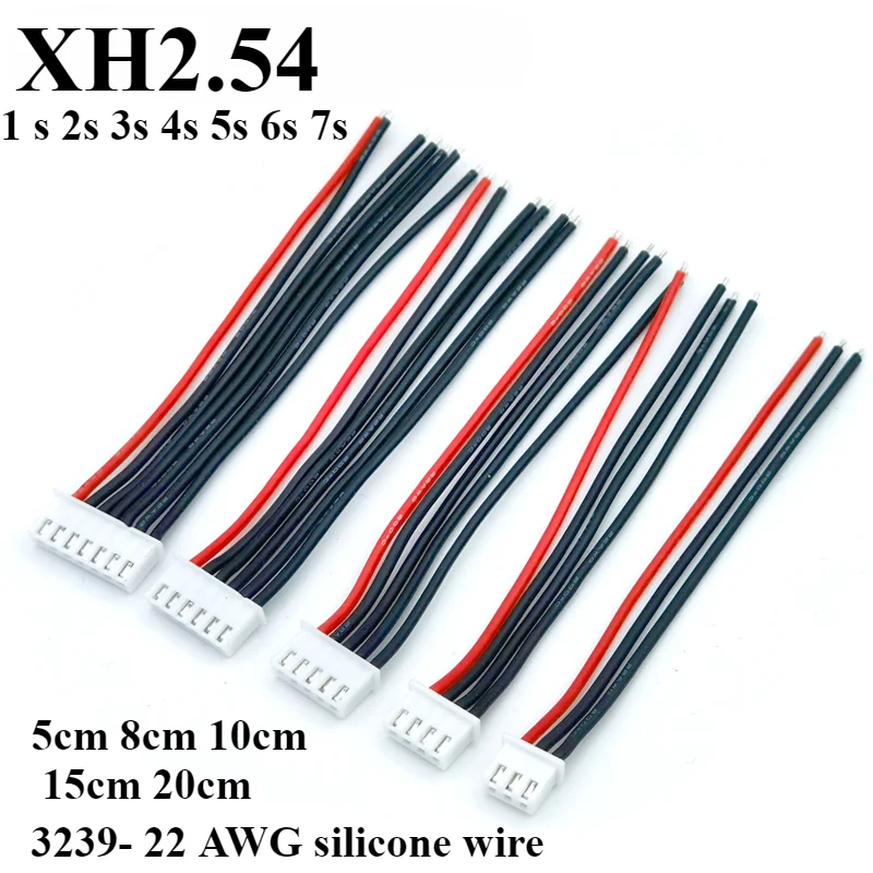 

5Pcs JST XH XH2.54 1s 2s 3s 4s 5s 6s 7s Battery Charger Plug Cable Connector 5cm 8cm 10cm 15cm 20cm 3239-22AWG Silicone Wire