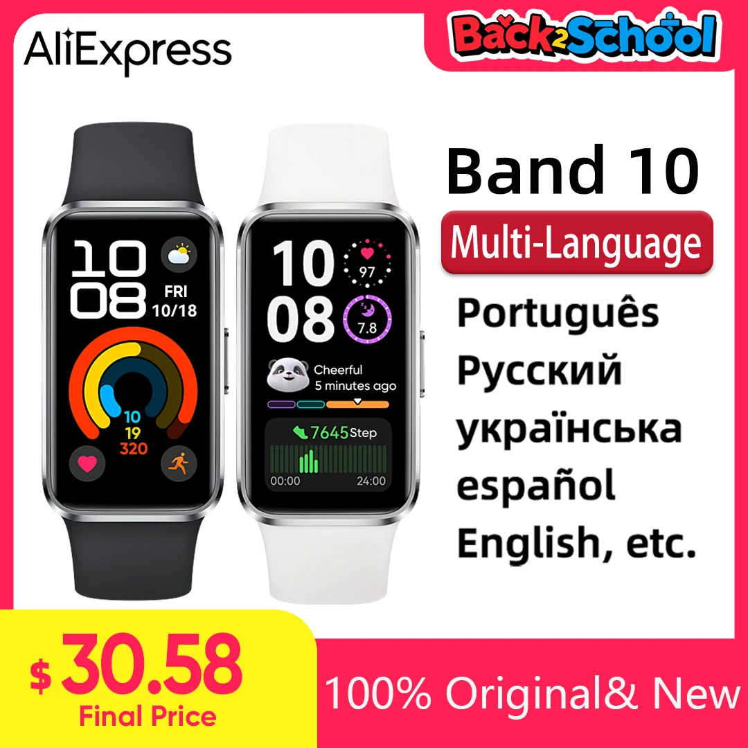 2025 ساعة ذكية أصلية هواوي باند 10 سوار ذكي 1.47 بوصة شاشة AMOLED ساعة ذكية معدل ضربات القلب Smartband 2 أسابيع عمر البطارية