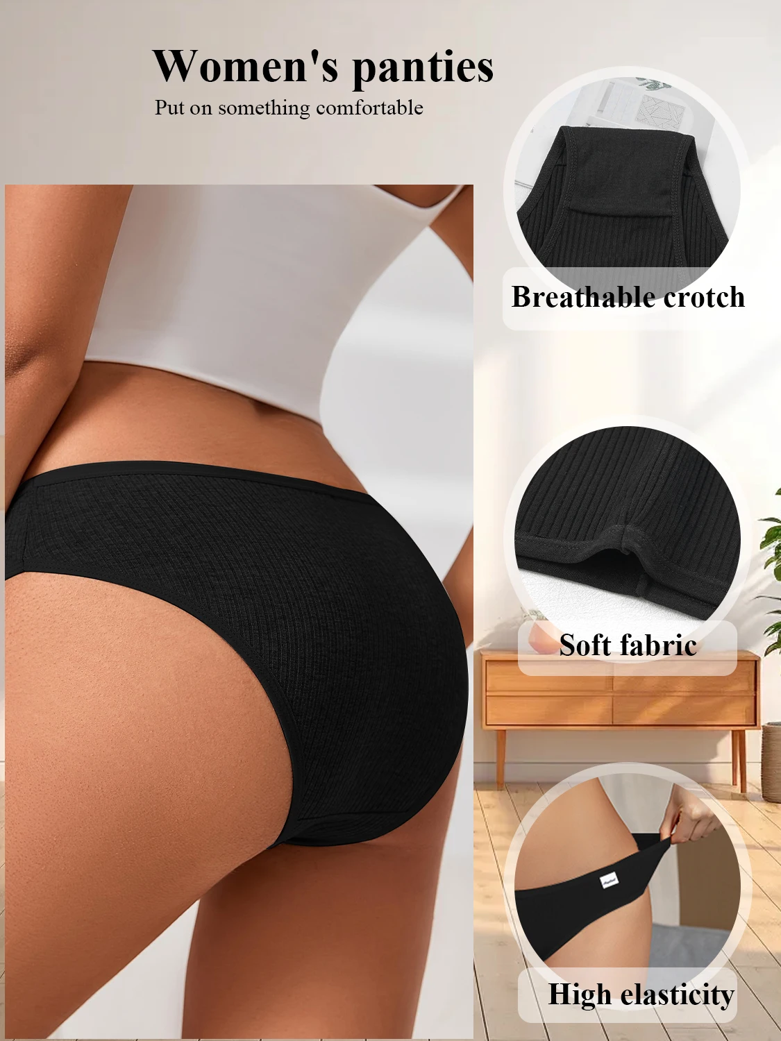 5 قطعة القطن الأسود النساء سراويل مثير منخفضة الخصر السروال الفتيات بلون مخطط ملخصات الملابس الداخلية ملابس داخلية جيدة التهوية XS-XXL