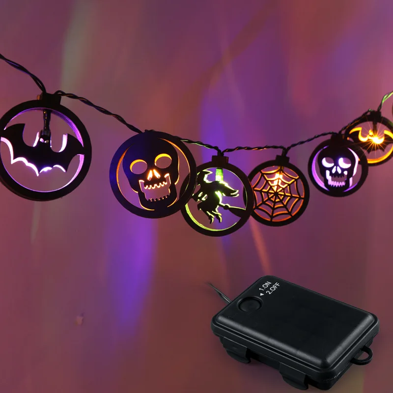 

Halloween LED Battery Powered String Lights With Spider Web Skeleton Shape Lamp String Festival Atmosphere Decoration