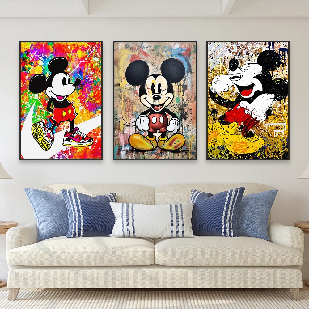 

Disney Mickey Mouse Art Poster Fashion Pop Street Art Graffiti Wall Art Prints Funny Portrait Oil Painting Canvas Painting Decor