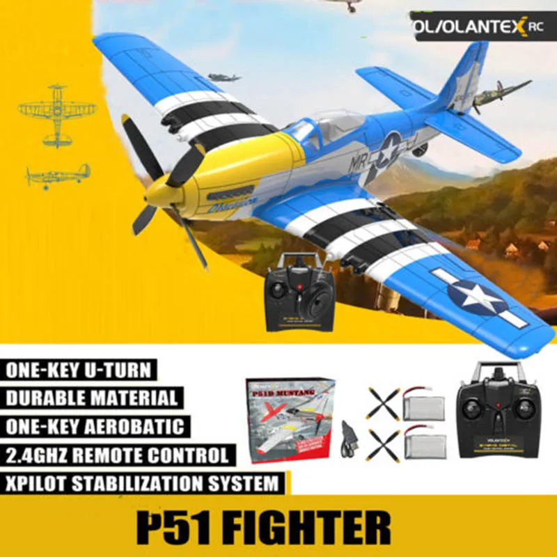 

Volantex RC - Beginner RC Airplane Wing Fighter P51D Mustang Xpilot Stabilization System, ONE-KEY AEROBATIC (761-5 RTF)