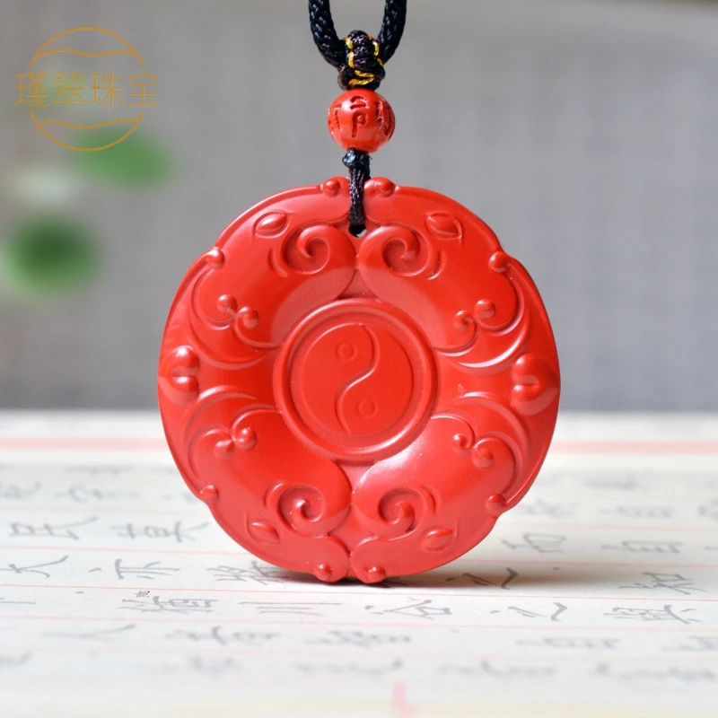 Antique Pendant High-Content Red Bagua Amulet Necklace Sweater Chain Jewelry Men and Women