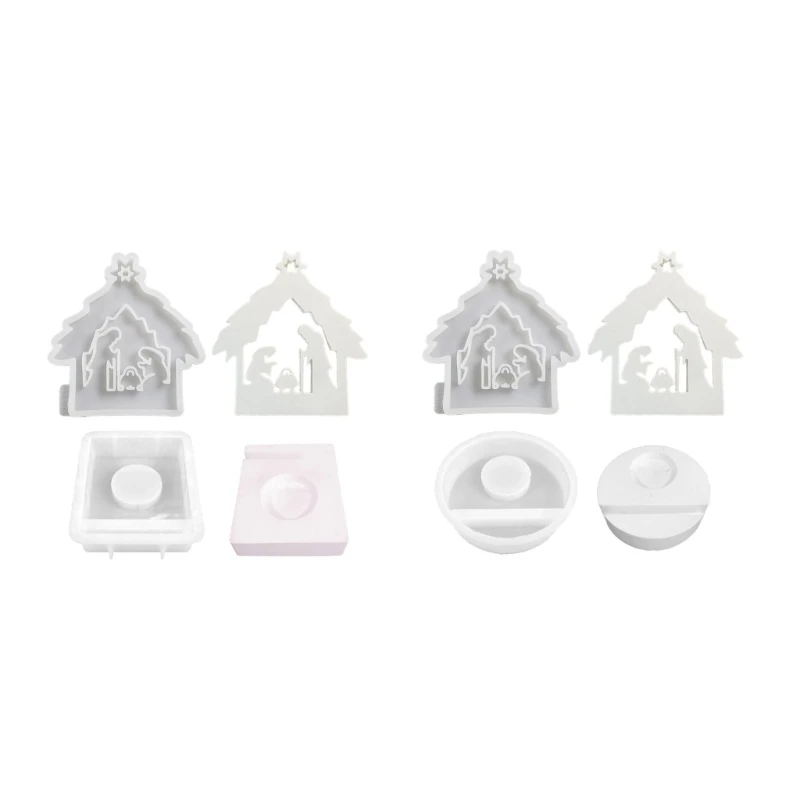 Sturdy House Shaped Holders Mold Creative Silicone Mold for Crafting Prayer Candlesticks Chocolate and Soaps C1FC