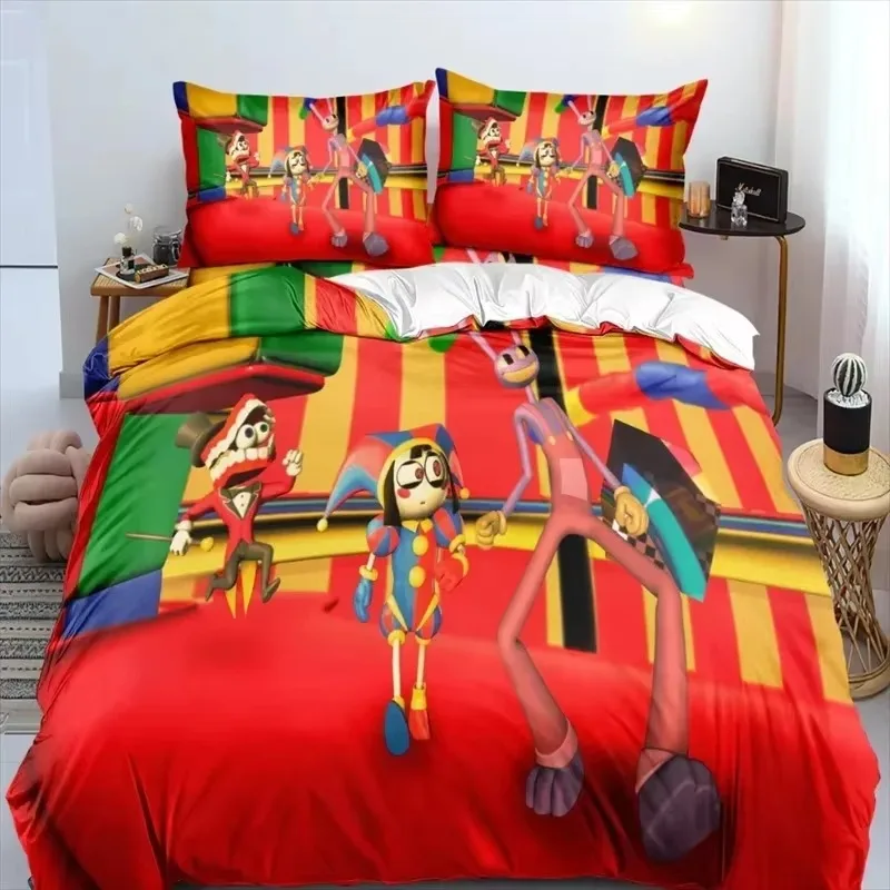 THE AMAZING DIGITAL CIRCUS Cartoon Bedding Set Double Twin King Duvet Cover Comforter Pillowcase Boys Girls Adults Bedroom