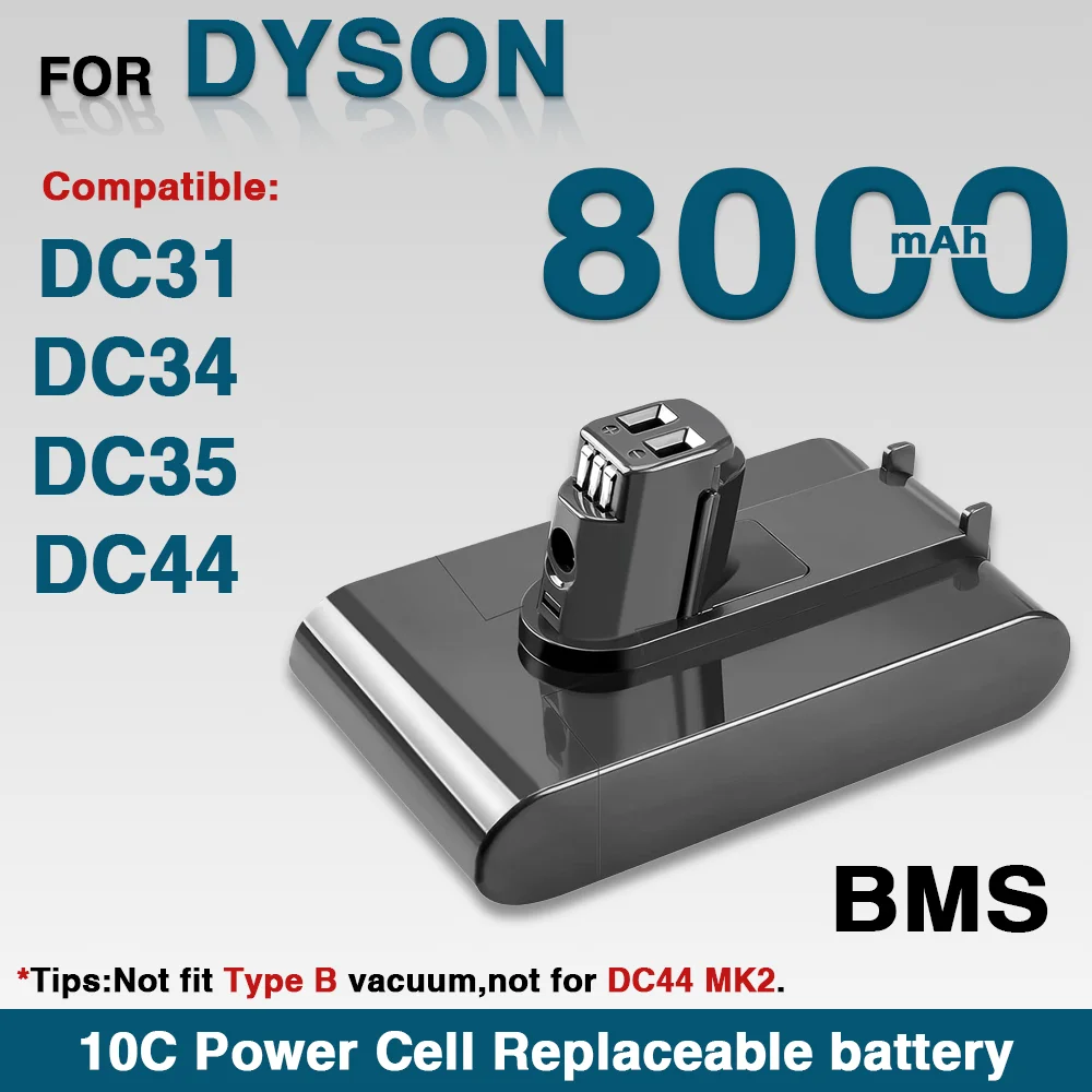 for Dyson Battery 8Ah Replacement battery DC35 Type A Compatible with DC31 DC34 DC44 DC45 Handheld Vacuum Cleaner Batteries