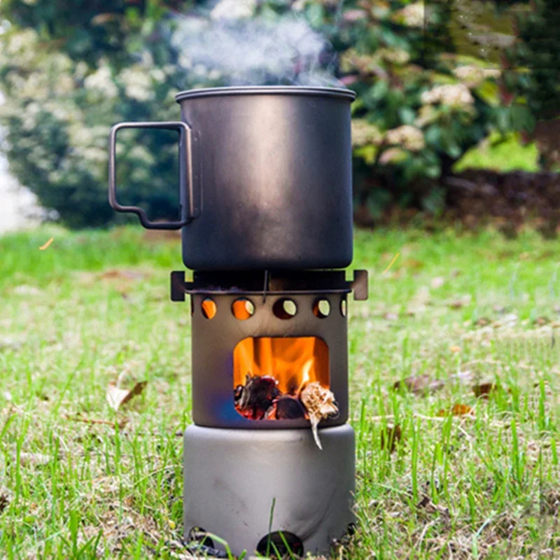 Titanium outdoor portable wood stove  for picnic kitchen camping hiking  climbing cycling