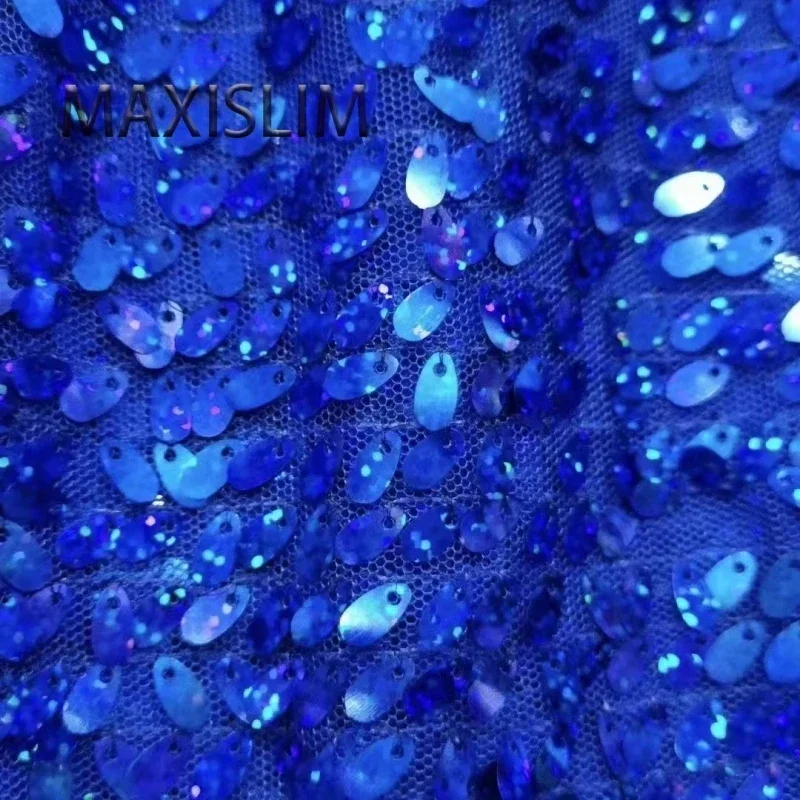 NEW 9MM Mesh Laser Sequin Fabric For Party Dress Stage Dance Costume DIY Popular Glitter Fabric Wide:125CM