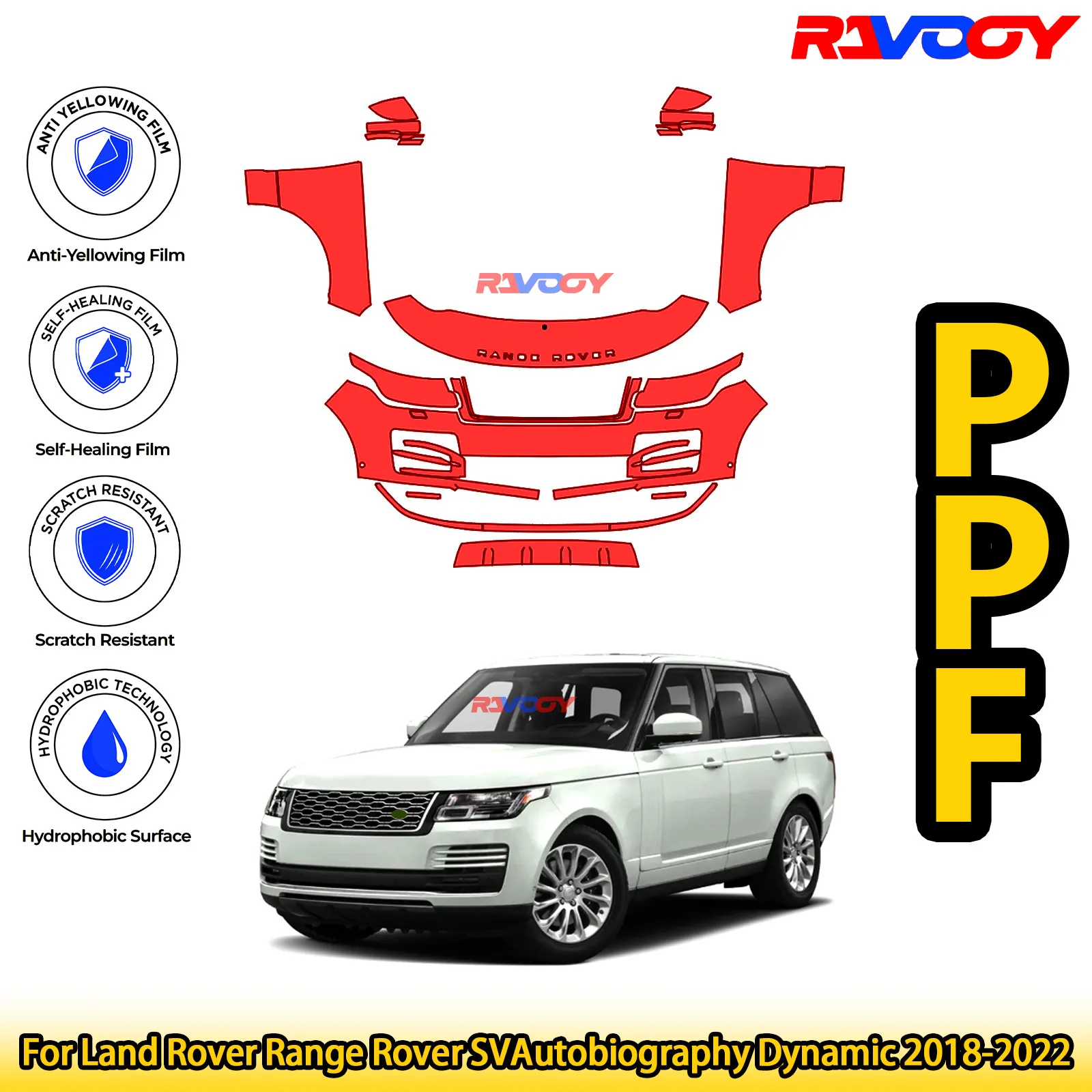 

For Land Rover Range Rover SVAutobiography Dynamic 2018-2022 Glossy Matte Black Precut front PPF Kit Paint Protection Film