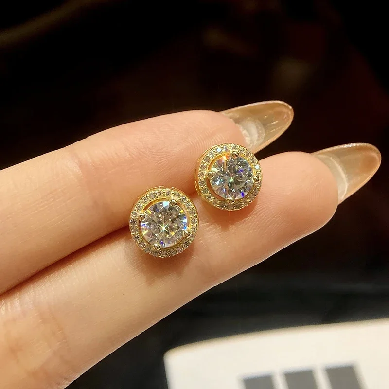 

GRA 0.5-1CT Classical Certified Moissanite Diamond Stud Earrings For Women 925 Sterling Silver Top Quality Wedding Fine Jewelry