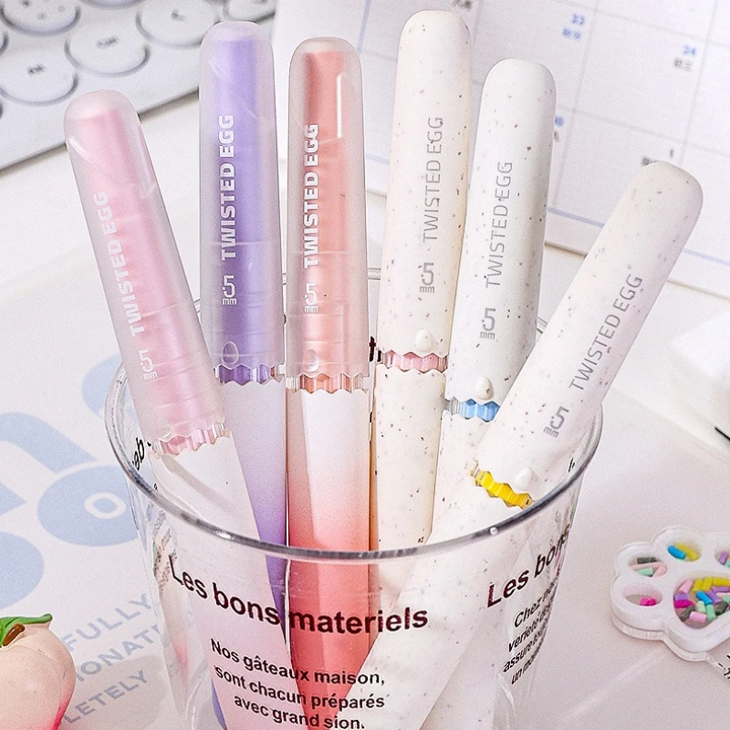 Kawai Stationery Egg Pen Macaron Cute Pocket CS Quick Drying Rotating Core Portable Brush Inscription Signature Black Lovely