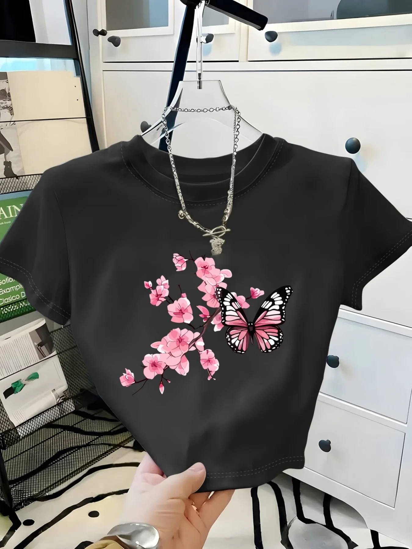 Women's Ultra-Short Crop Tops Fashionable Print Spicy Casual Street Style Cropped T Shirt Vacation Travel Clothes Outfit Daily