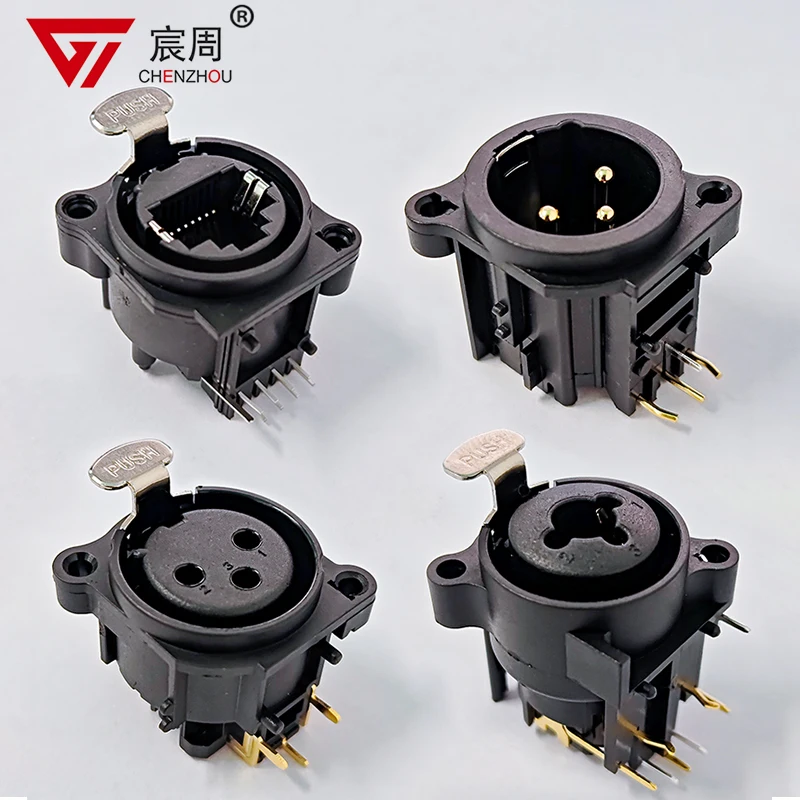 10 قطعة XLR التوصيل والمقبس 3Pin XLR ذكر التوصيل والإناث لوحة مقابس جبل الهيكل 3 دبابيس مربع الشكل XLR موصل محول #1