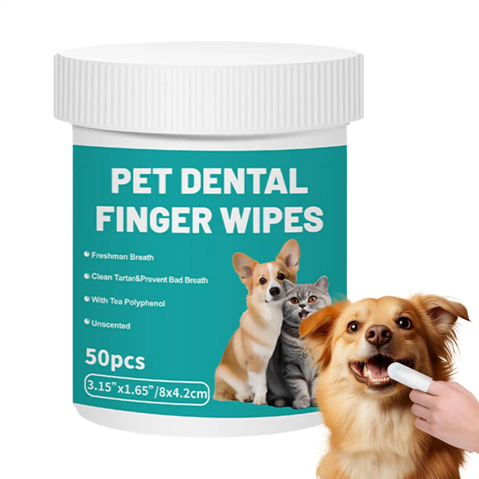 Lenços Descartáveis para Limpeza de Animais de Estimação, Lenços para Limpeza de Dentes de Cães, Lenços para Beleza de Orelhas e Olhos de Gatos, Produtos de Higiene e Beleza para Gatos, 50 unidades
