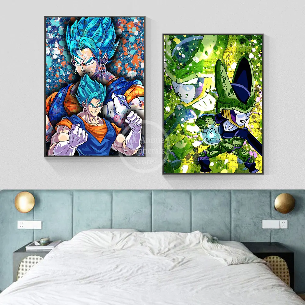 Anime DRAGON BALL Z Posters Roles Colorful Abstract Picture Art Wall Cartoon Canvas Painting for Home Bedroom Decoration Gifts