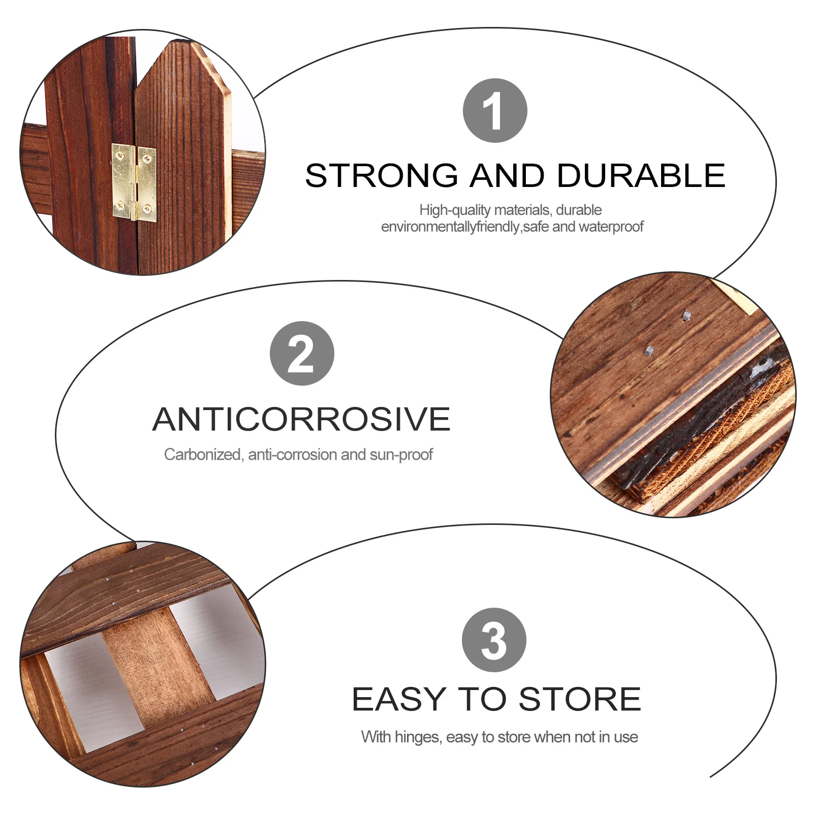 

1 set 1 Set Carbonized Wood Garden Fence Large Durable Waterproof Outdoor Lawn Yard Fence For Patio Courtyard Hotel Mall Decor