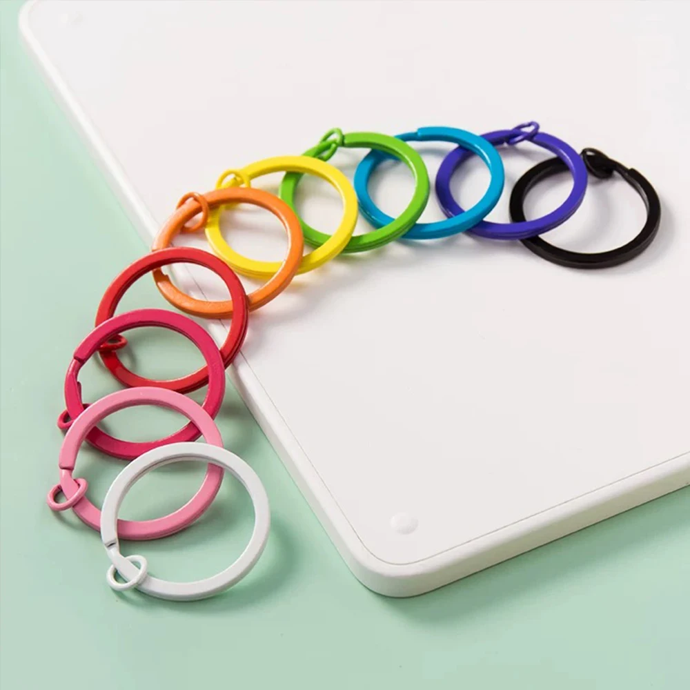 20 قطعة/الحزمة الملونة 30 مللي متر سلسلة المفاتيح المستديرة حامل مفتاح معدني سبليت خواتم للجنسين كيرينغ Keychain بها بنفسك المفاتيح صنع الملحقات
