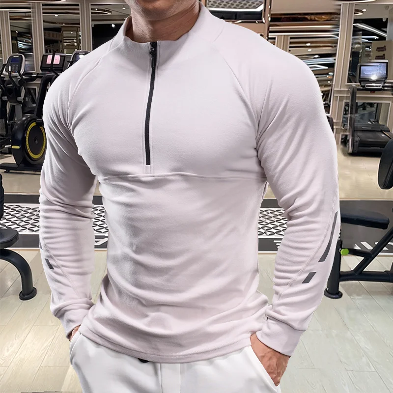 

Мужская футболка для бега и велоспорта с длинным рукавом, быстросохнущая, влагоотводящая, с воротником-стойкой, для активного отдыха и повседневной носки