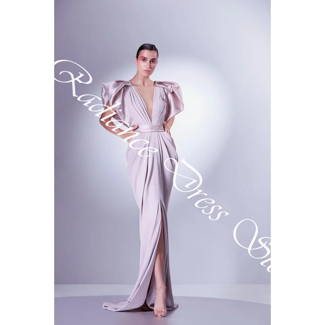 تخصيص عالية الجودة جيرسي حورية البحر كاب كم فساتين السهرة الخامس الرقبة أكمام سستة الظهر لوحة قطار كوكتيل D #4