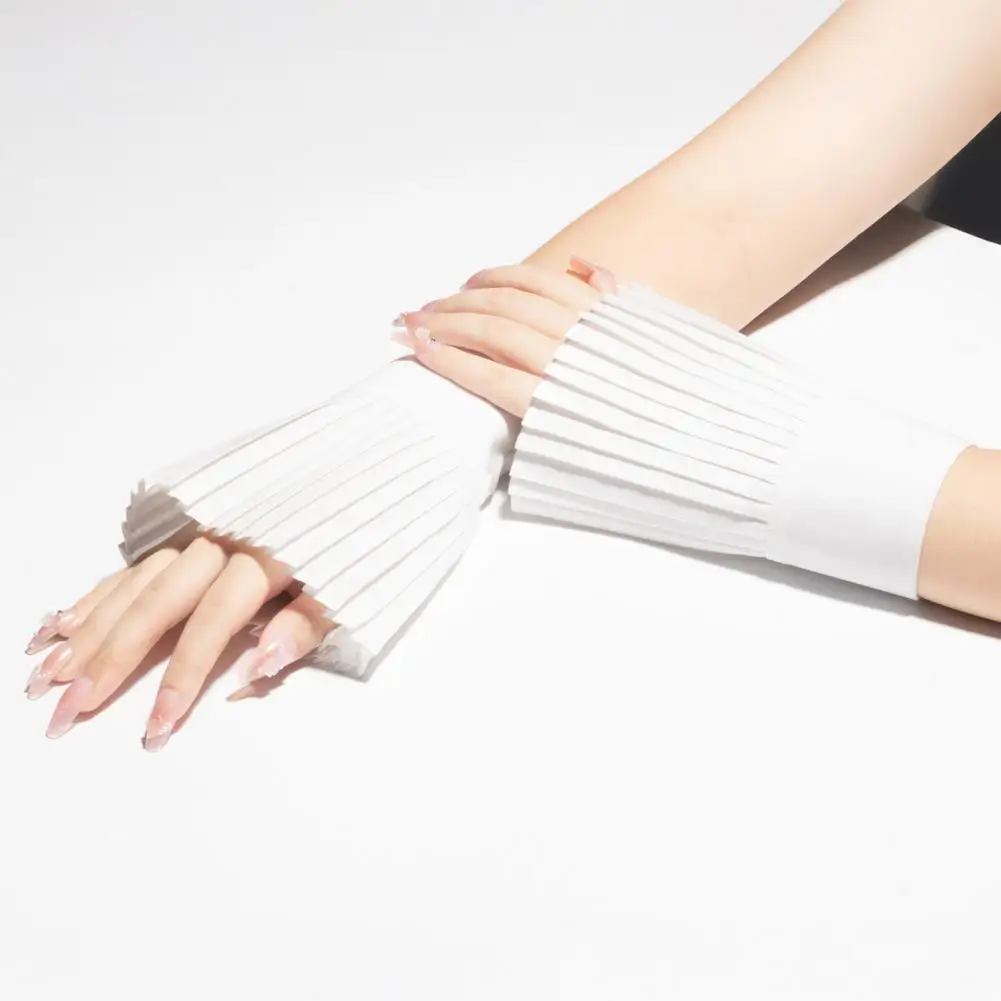 Detachable Sleeve Extenders Pleated Fake Sleeve Cuffs for Women Style Detachable Wrist Extenders with Buttons Elastic Sweater
