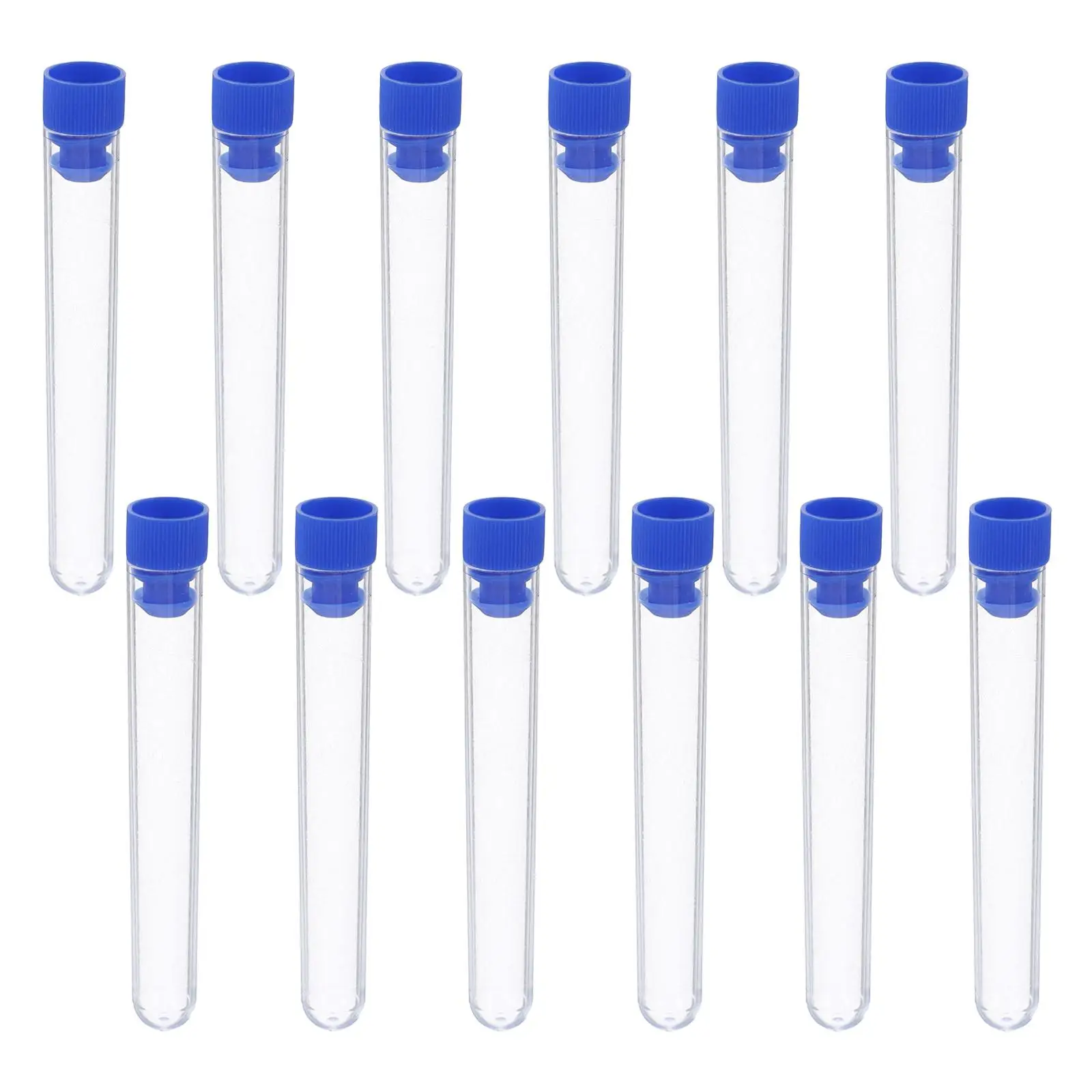 

50pcs Plastic Clear 15x100mm Lab Storage Small Plastic Tubes With Caps Tubes Sampling Containers Tube Transport Box