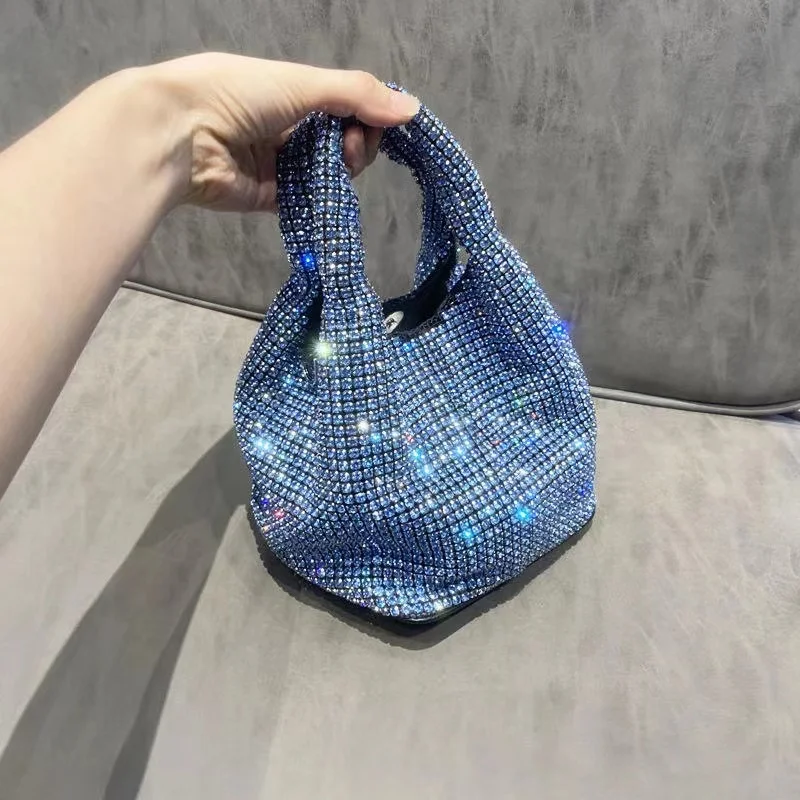 Handle Rhinestones Evening clutch Bag Purses and handbag luxury Designer hobo shoulder bag Shiny Crystal Clutch purse bucket bag