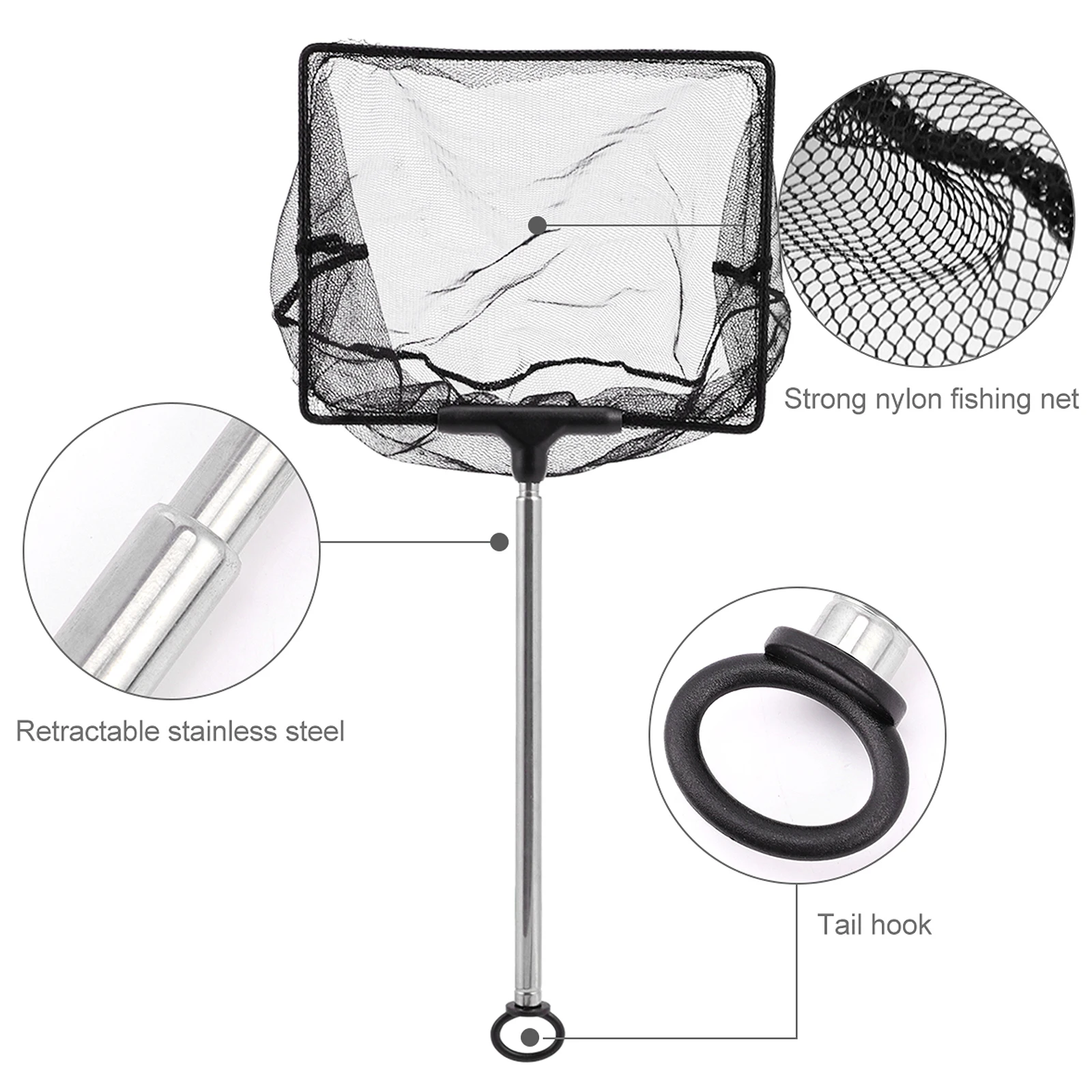

Stainless Steel Tank Tank Foldable Fish Mesh Net Cleaning Long Fish Net With Handle Aquarium Mesh Handle