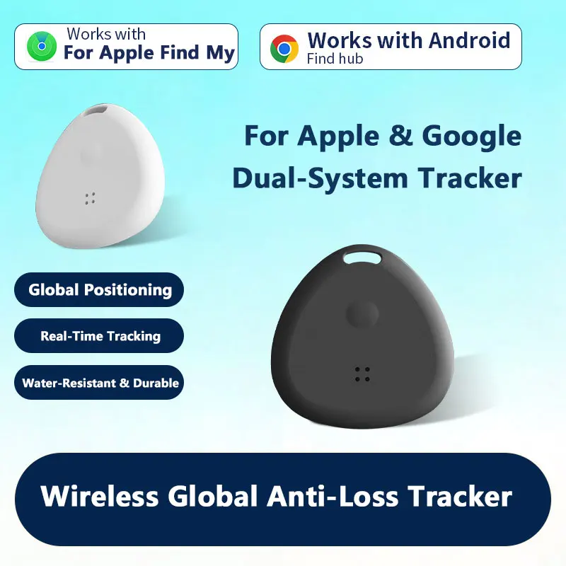 New Global Anti Loss Tracker Dual System Compatible with Apple Find My Android Find My Device Water Resistant for Keys Kids Pets