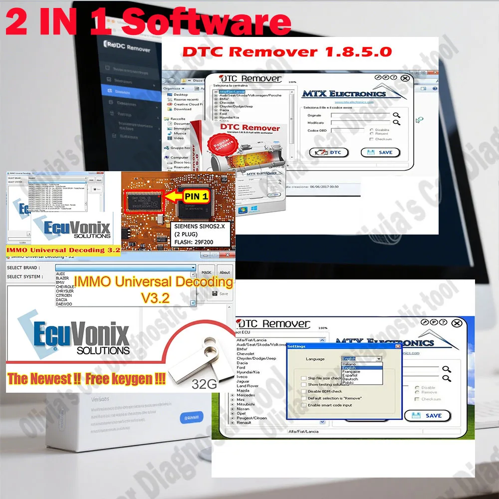 

Hot IMMO Universal Decoding 3.2 obd2 scanner IMMO Off with Keygen Unlimited Crack+ DTC Remover 1.8.5.0 Car accessories Software