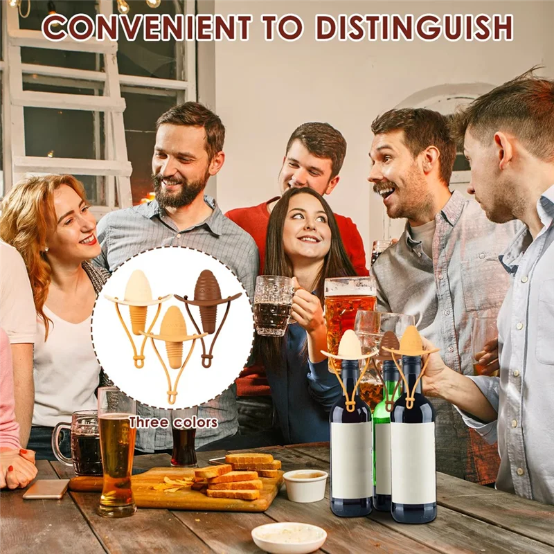 YWDZ-3 шт. силиконовая пробка для вина, герметичная пробка для бутылки вина, забавная ковбойская шляпа, пробка для вина, крышка для бутылки вина, уплотнение