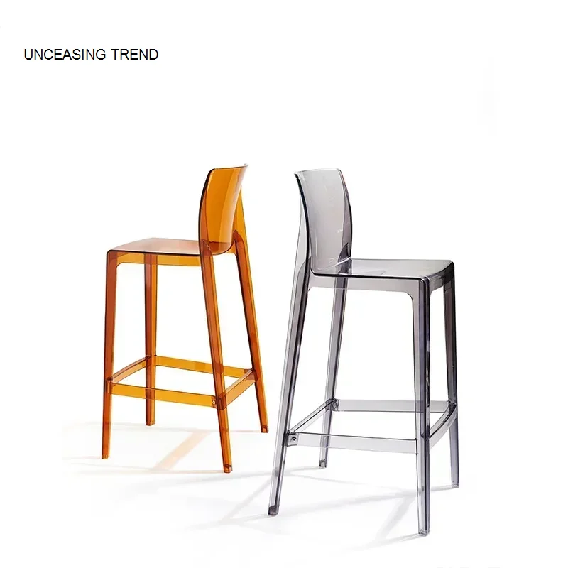 

Acrylic Transparent Bar Chair High Plastic Simple Modern Designer Footrest Cafe Recliner Chair Floor Chairs Room Furniture